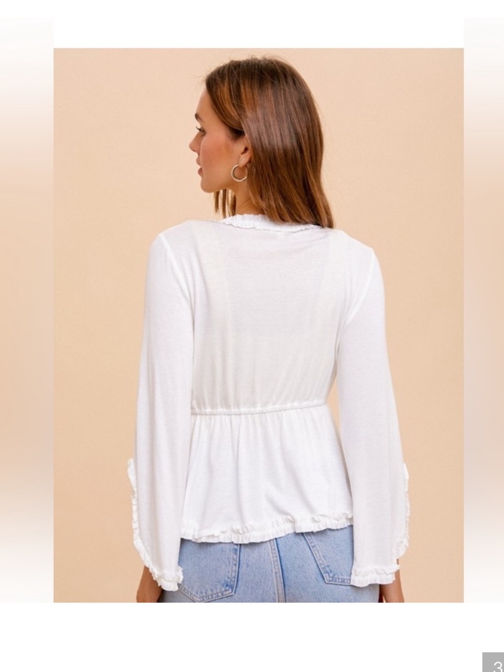 Hem & Thread White Ruffle Tie-Front Cardigan - Picture 3 of 5